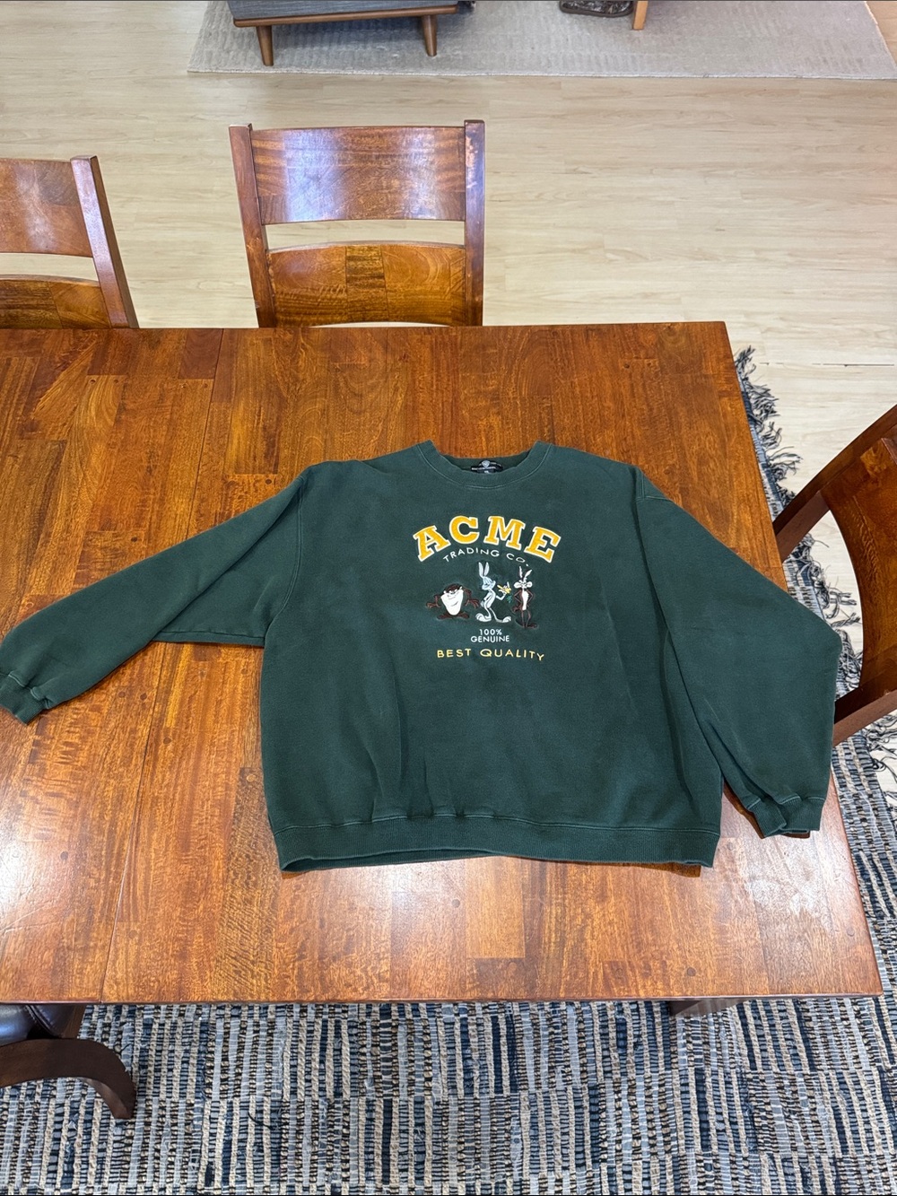 Vintage Warner Brothers Company ACME Dark Green Men's Crewneck Sweatshirt